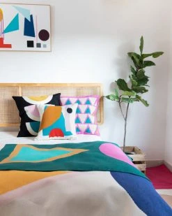 Leah Singh Home Goods Blah Blah Shapes Wool Throw Pillow Cover