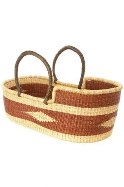 Swahili African Modern Brown Diamond Moses Bassinet Basket Home Goods