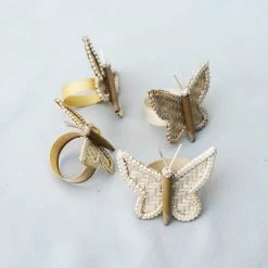 Amara Butterfly Bamboo Napkin Ring Set