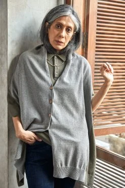 No Nasties Button Poncho Wrap Scarf