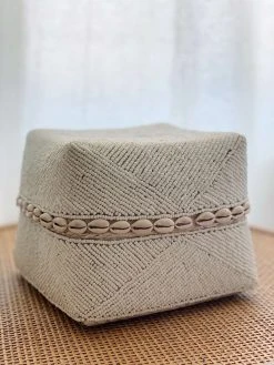 Ceremonia Beaded Bamboo Baskets - White Shell Home Goods