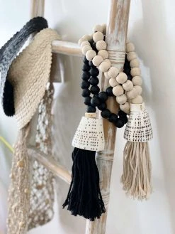 Ceremonia Home Goods Conus Shell Beaded Tassel - Natural