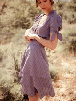 Valani Chanthu Banana Midi Skirt - Purple Sage