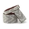 Swahili Coast Design Chevron Silver Beaded Leather Cuff Jewelry