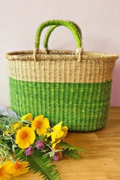 Swahili African Modern Cilantro Bolga Shopper Bag Accessories