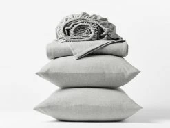 Coyuchi Home Goods Cloud Brushed Flannel Sheet Set - Pale Gray Heather
