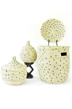 Swahili African Modern Home Goods Cookies And Cream Flat Lid Storage Basket