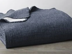 Coyuchi Home Goods Cozy Cotton Blanket - Moonlight Blue