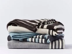 Coyuchi Mariposa Supersoft Cotton Blanket - Aqua Multi Stripe Best Sellers