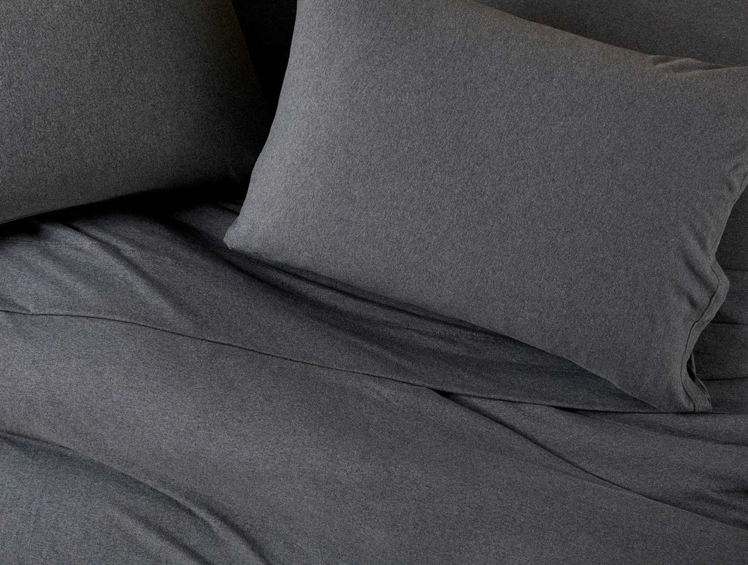 Coyuchi Home Goods Jersey Envelope Pillowcase Set - Charcoal Heather 5 Coyuchi Home Goods Jersey Envelope Pillowcase Set - Charcoal Heather