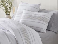 Coyuchi Home Goods Rippled Stripe Sham - Alpine White / Pale Gray 12 Coyuchi Home Goods Rippled Stripe Sham - Alpine White / Pale Gray