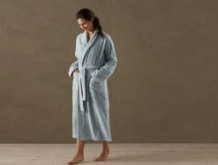 Coyuchi Home Goods Cloud Loom Unisex Robe - Palest Ocean