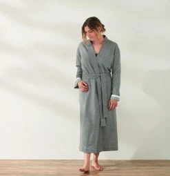 Coyuchi Home Goods Mediterranean Modern Unisex Robe - Shadow