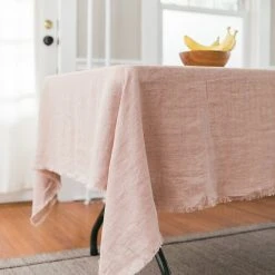 Creative Women Best Sellers Stone Washed Linen Tablecloth - Blush