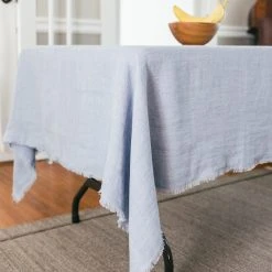 Creative Women Stone Washed Linen Tablecloth - Light Blue Kitchen + Dining