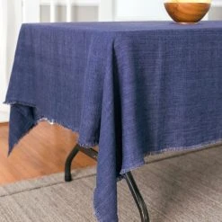 Creative Women Stone Washed Linen Tablecloth - Navy