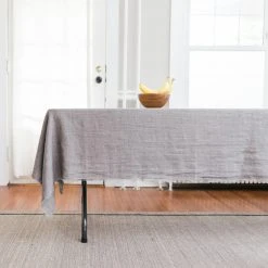 Creative Women Stone Washed Linen Tablecloth - Oyster Gray
