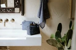 Anchal Accessories Cross Stitch Toiletry Bag - Charcoal