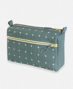 Anchal Cross Stitch Toiletry Bag - Spruce