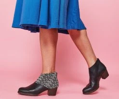 Darzah Tatreez Ankle Boot - Black + Ecru