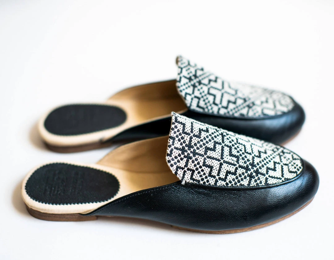 Darzah Tatreez Mule - Black + White Staff Favorites 3 Darzah Tatreez Mule - Black + White Staff Favorites