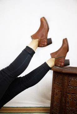 Darzah Tatreez Ankle Boot - Brown Shoes