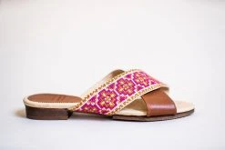 Darzah Shoes Tatreez Cross Sandal - Berry
