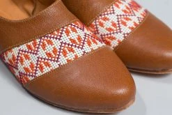 Darzah Shoes Tatreez Oxford - Camel + Orange