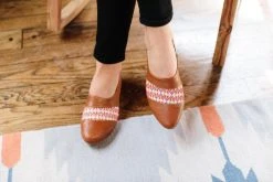 Darzah Shoes Tatreez Oxford - Camel + Orange