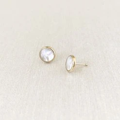 Sara Patino Jewelry Deep Pearl Recycled Gold Stud Earrings