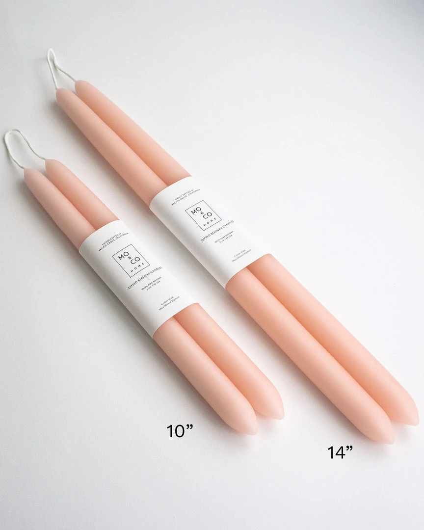 Mo&Co Home Dipped Beeswax 14" Taper Candles 8 Mo&Co Home Dipped Beeswax 14" Taper Candles