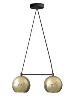 Dounia Home BIPOC Owned Nur Reversed Chandelier - Duel Globe - Brass