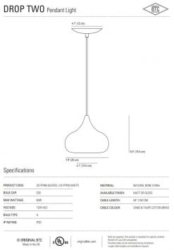 Ameico Drop Two Pendant Light - White Glossy Lighting