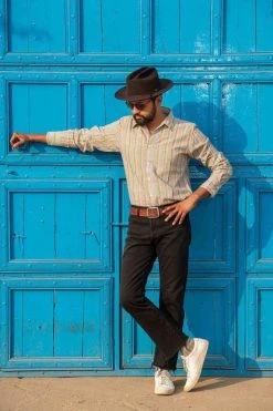 Dushyant Asthana Men's Amir Shirt - Green Stripes