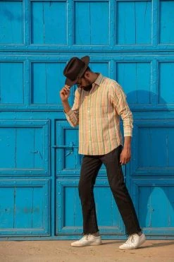 Dushyant Asthana Men's Amir Shirt - Orange Stripes