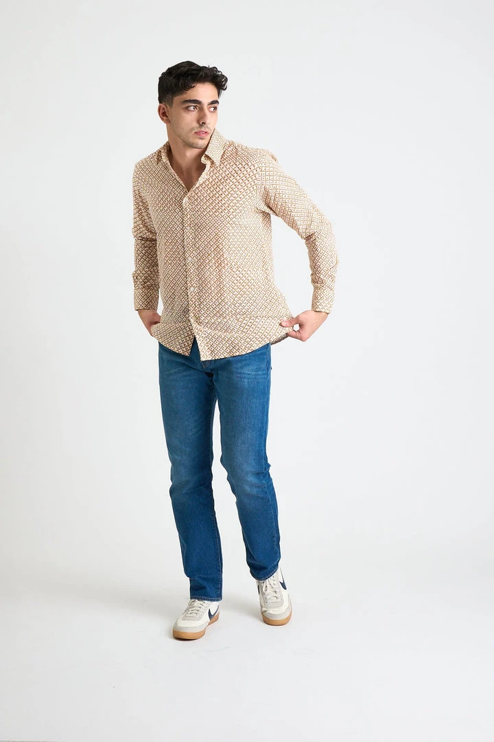 Dushyant Asthana Men's Amir Long Sleeve Shirt - Grid 5 Dushyant Asthana Men's Amir Long Sleeve Shirt - Grid