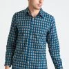 Dushyant Asthana Men's Amir Long Sleeve Shirt - Blue + Red Motif 2 Dushyant Asthana Men's Amir Long Sleeve Shirt - Blue + Red Motif