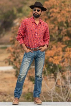 Dushyant Asthana Men's Barrington Shirt - Maroon Floral Print