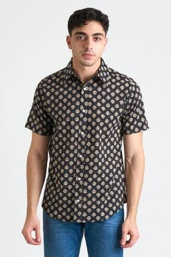 Dushyant Asthana Men's Prat Short Sleeve Shirt - Black Motif