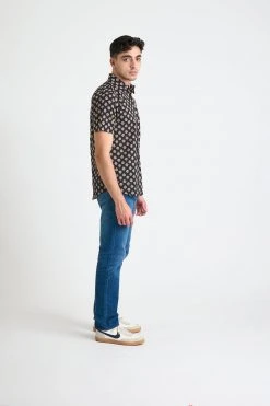 Dushyant Asthana Men's Prat Short Sleeve Shirt - Black Motif