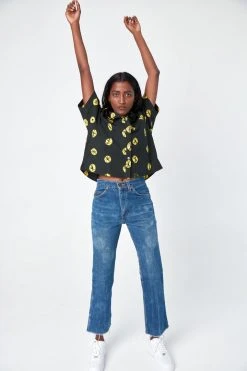 Dushyant Asthana Clothing Michelle Tie Dye Short Sleeve Shirt - Black + Yellow