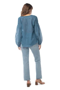 Synergy Organic Clothing Sale Embroidered Amber Top - Rich Teal