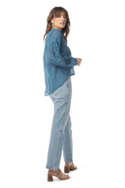 Synergy Organic Clothing Sale Embroidered Amber Top - Rich Teal
