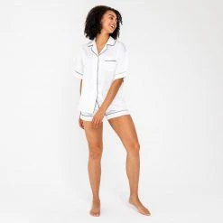 Ettitude Best Sellers Bamboo Lyocell Pajama Shorts - Feather White