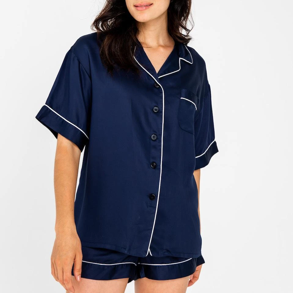 Ettitude Bamboo Lyocell Short Sleeve Pajama Shirt - Blue Nights 5 Ettitude Bamboo Lyocell Short Sleeve Pajama Shirt - Blue Nights