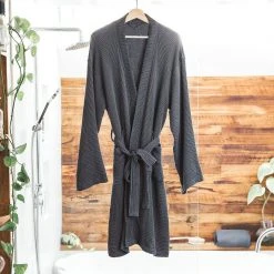 Ettitude Unisex Bamboo Waffle Robe - Slate Best Sellers
