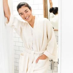 Ettitude Best Sellers Unisex Bamboo Waffle Robe - Natural