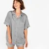 Ettitude Best Sellers Charcoal Bamboo Lyocell Short Sleeve Pajama Shirt - Dove Gray