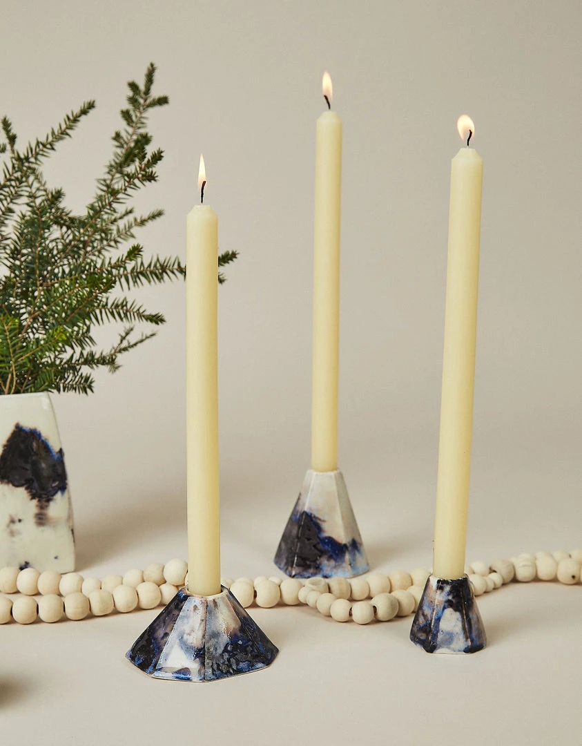 Lauren HB Studio Geo Porcelain Candlestick Holder - Nebula 3 Lauren HB Studio Geo Porcelain Candlestick Holder - Nebula