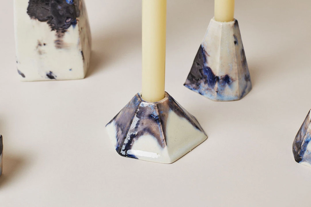 Lauren HB Studio Geo Porcelain Candlestick Holder - Nebula 4 Lauren HB Studio Geo Porcelain Candlestick Holder - Nebula